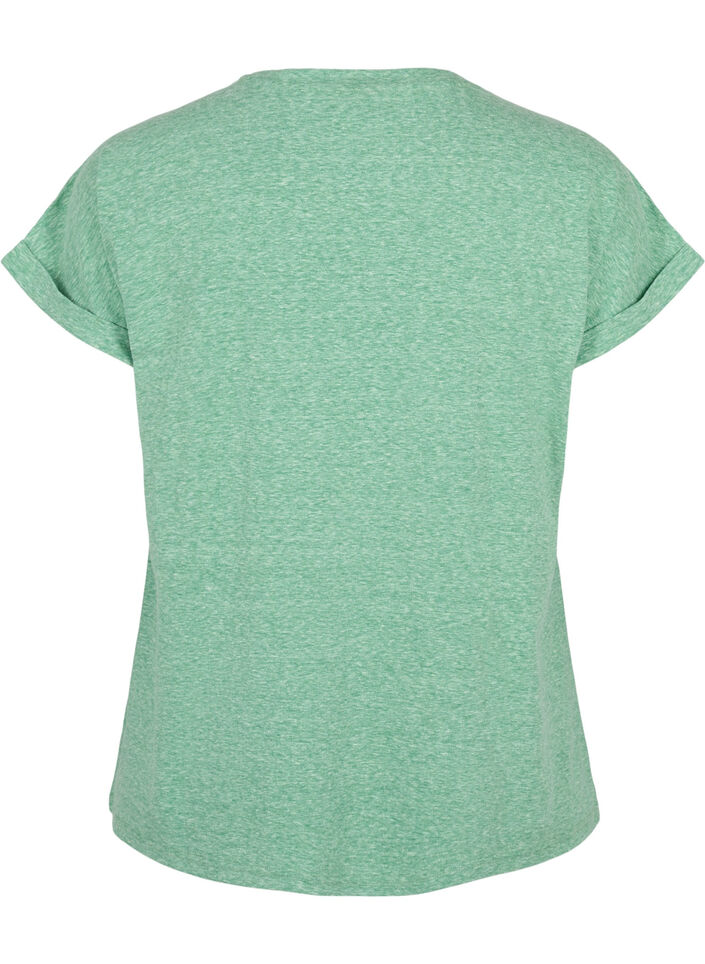 Melange t-shirt with short sleeves, Green, Packshot