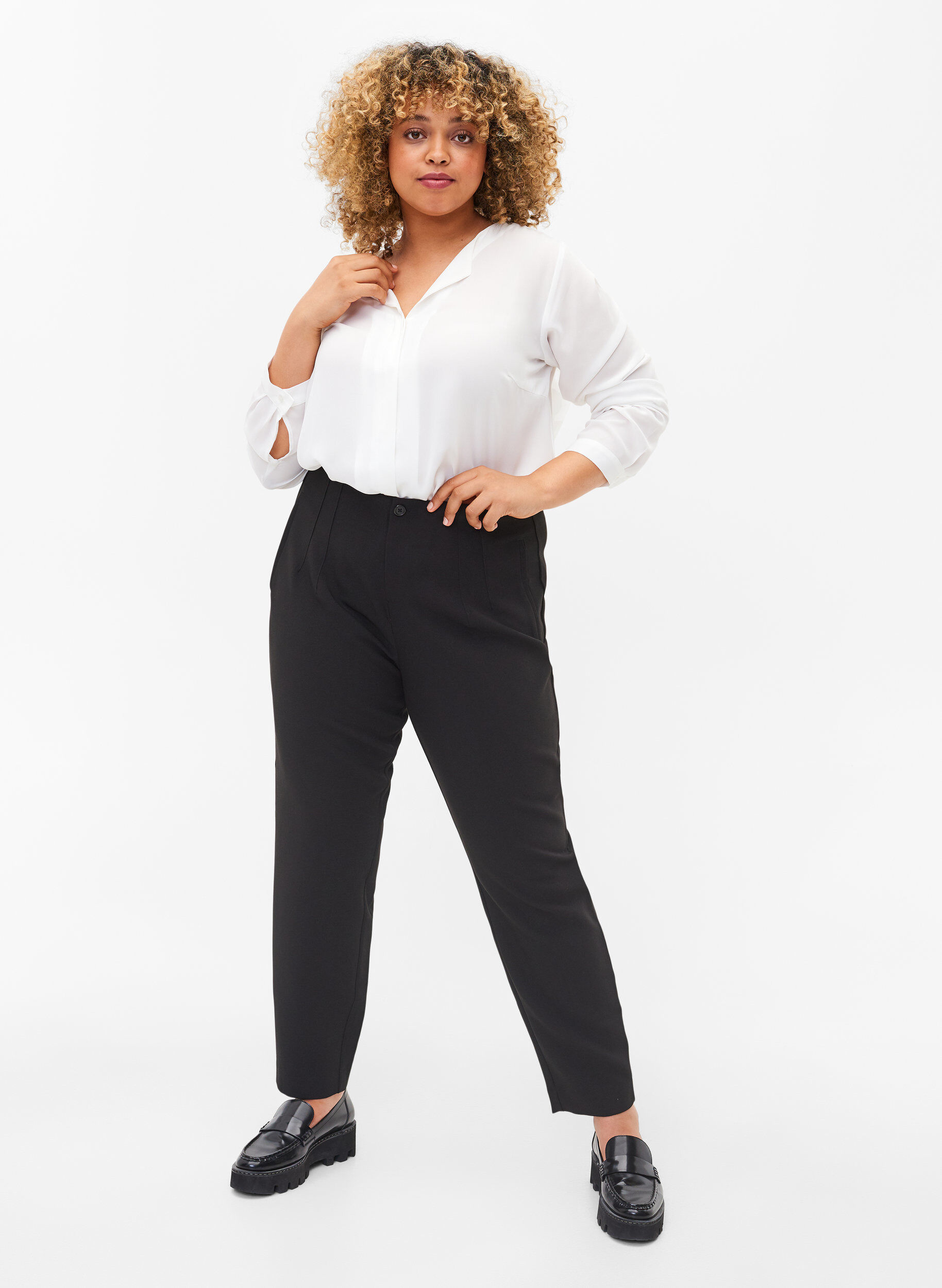 ZizzifashionClassic high-waisted trousers, Black, Model image number 0