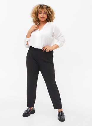 Classic high-waisted trousers, Black, Model image number 0