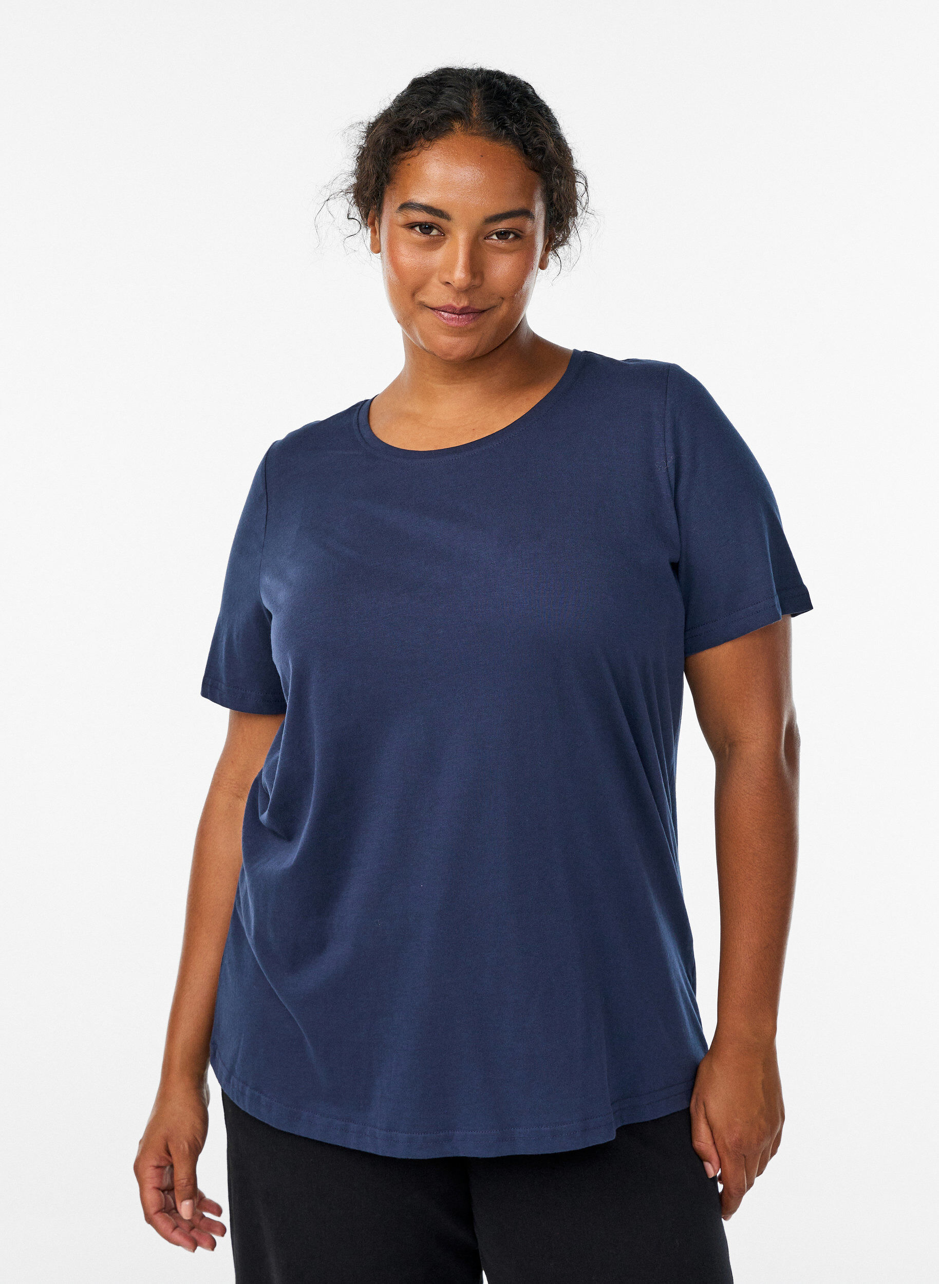 T-shirt with motif, Blue, Model