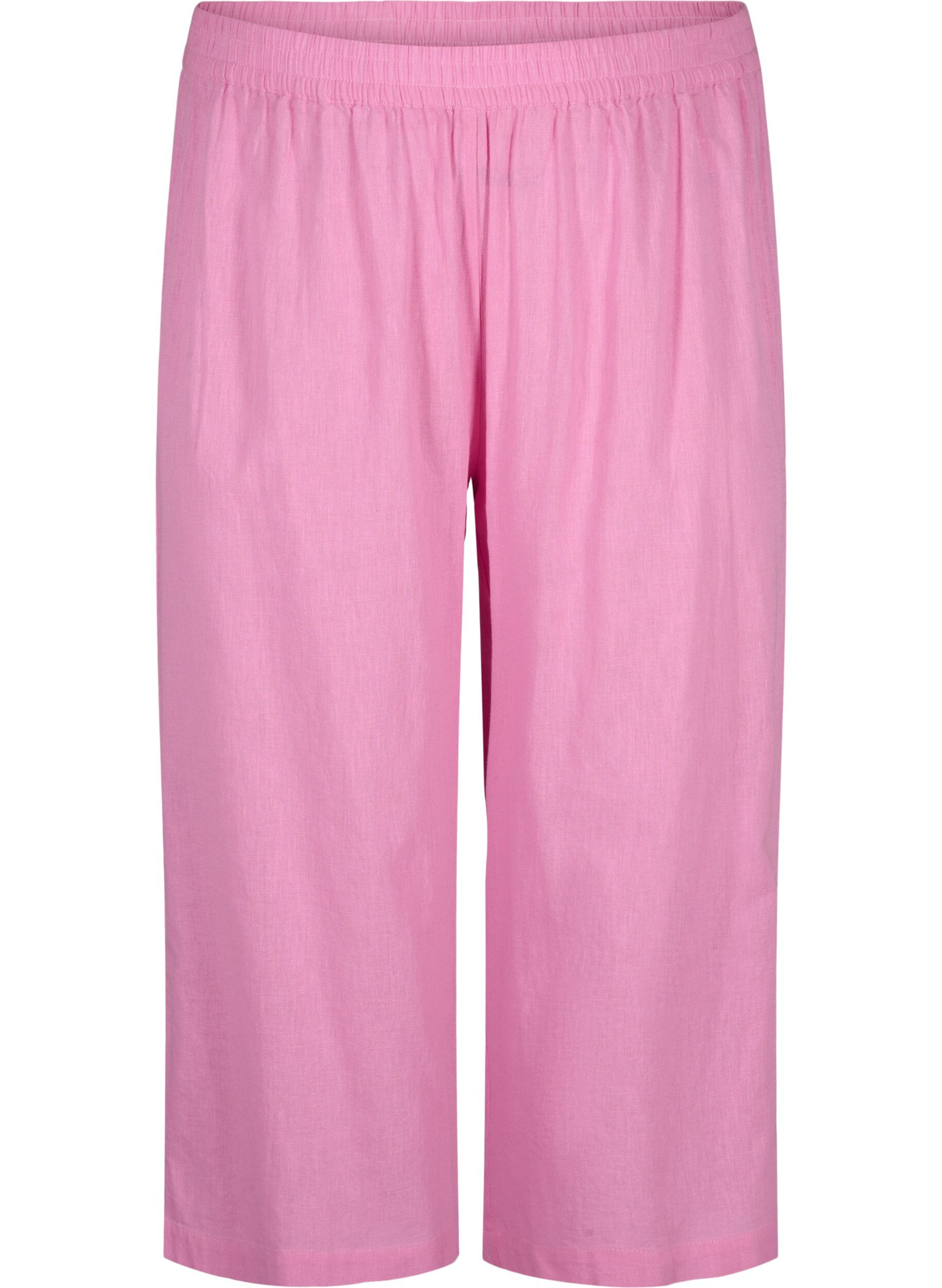 Zizzifashion 7/8 cotton blend pants with linen, Rosebloom, Packshot image number 0
