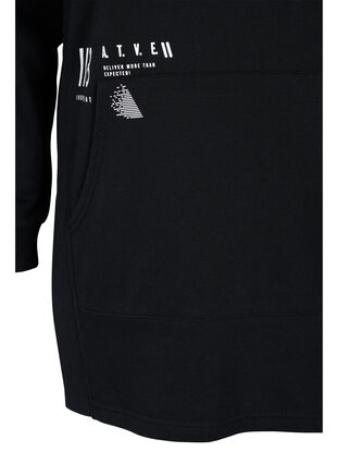 Long sweatshirt with slits and pocket, Black, Packshot image number 3