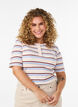 Rib T-shirt with stripes and button detail, Purple, Model image number 0