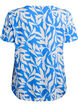 FLASH - Short sleeve viscose blouse with print, Blue, Packshot image number 1