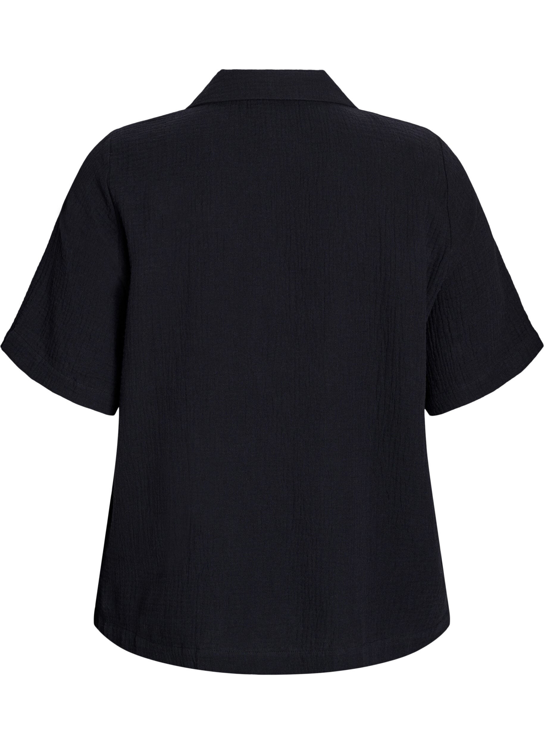 Zizzifashion Short-sleeved shirt in cotton muslin, Black, Packshot image number 1