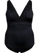 Swimsuit with v-neck and embroidery, Black, Packshot image number 0