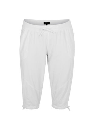 Loose cropped trousers in cotton, Bright White, Packshot image number 0