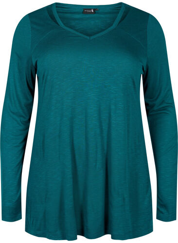 A-shape training t-shirt with long sleeves	, Deep Teal, Packshot image number 0