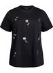 T-shirt with sequin flowers, Black, Packshot image number 0