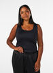 Fitted basic top in a smooth fabric, Black, Model image number 0