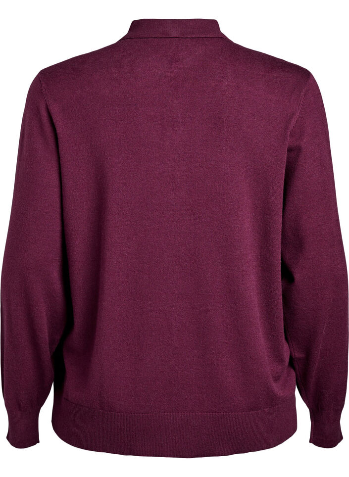 Knit blouse with collar, Dark Bordeaux, Packshot image number 1