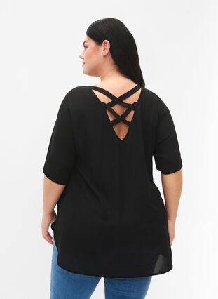 Blouse with cross on the back, Black, Model image number 1