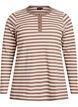 Striped jersey blouse with a ribbed texture, Vanilla, Packshot image number 0
