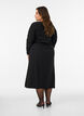 Midi dress with a wavy texture and long sleeves, Black, Model image number 2