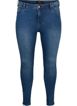 Cropped Amy jeans with a zip, Dark blue denim, Packshot image number 0