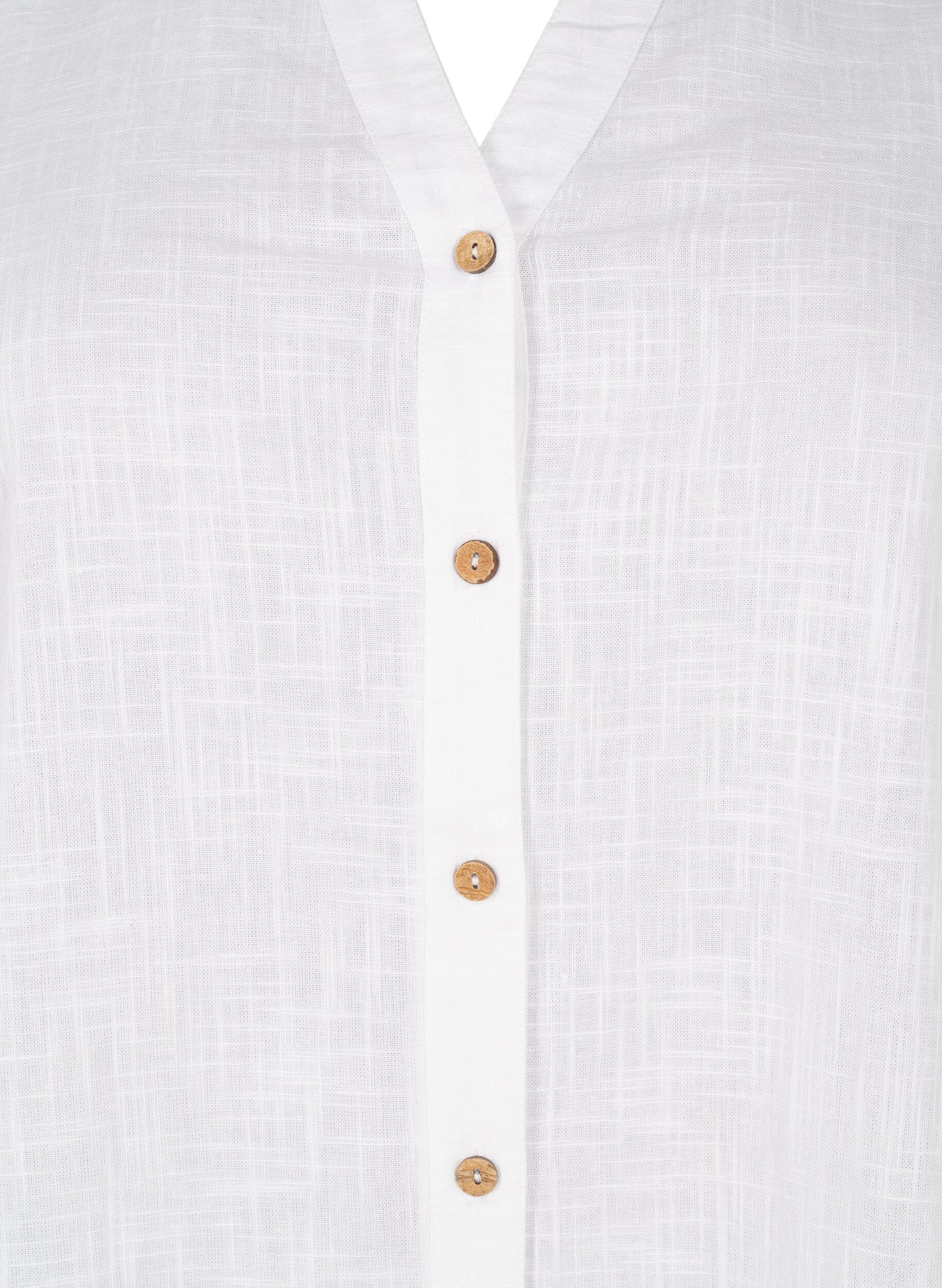ZizzifashionCotton shirt blouse with a v-neck, White, Packshot image number 2