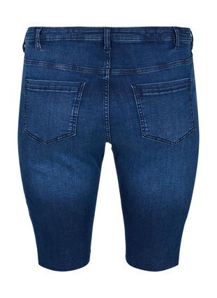 Long cotton denim shorts, Dark blue denim, Packshot image number 1