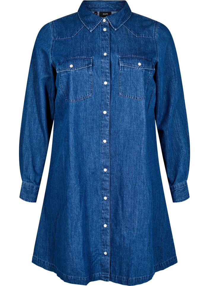Denim dress with buttons, Blue, Packshot image number 0