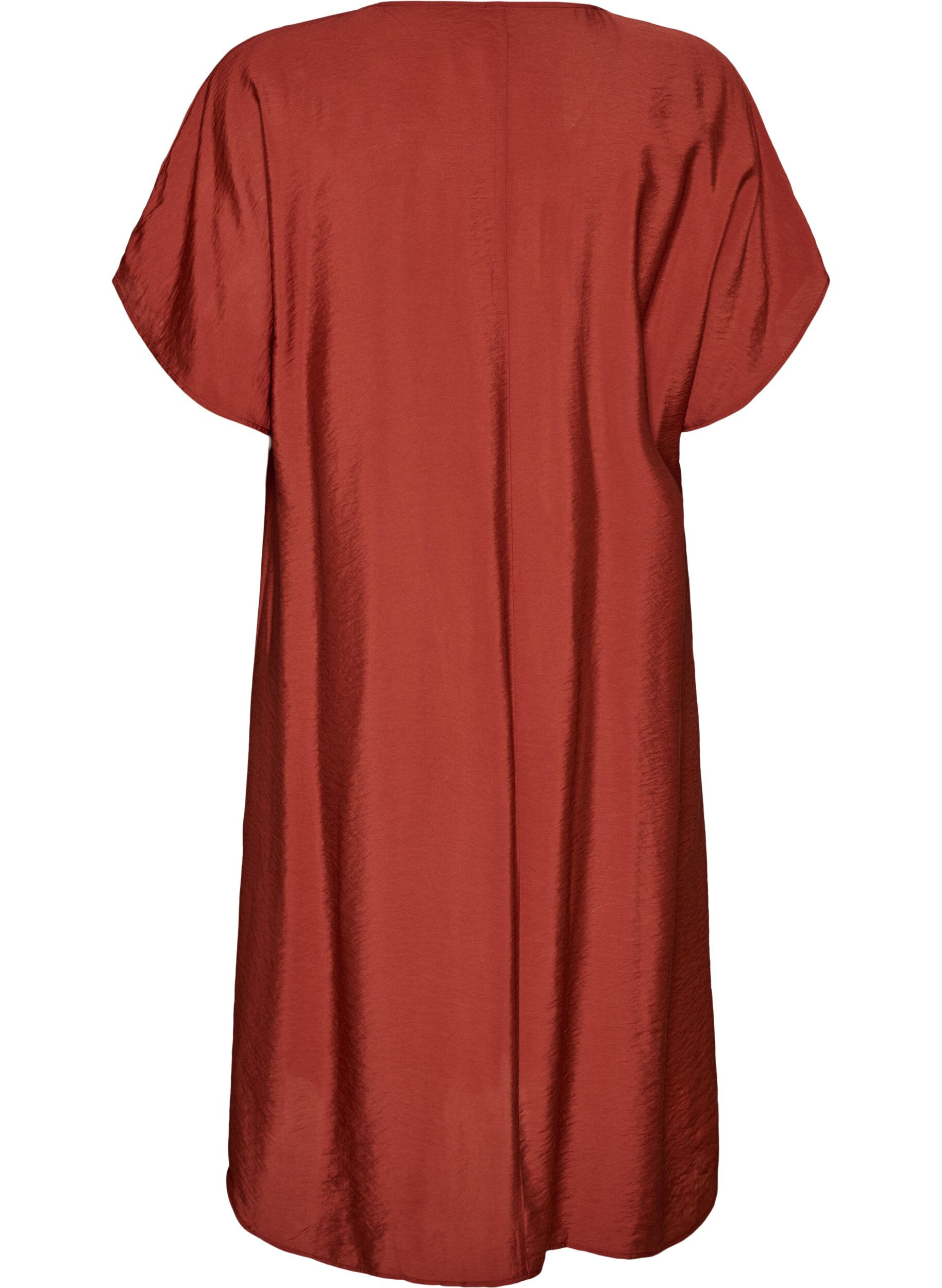 ZizzifashionV-neck dress in viscose, Red, Packshot image number 1