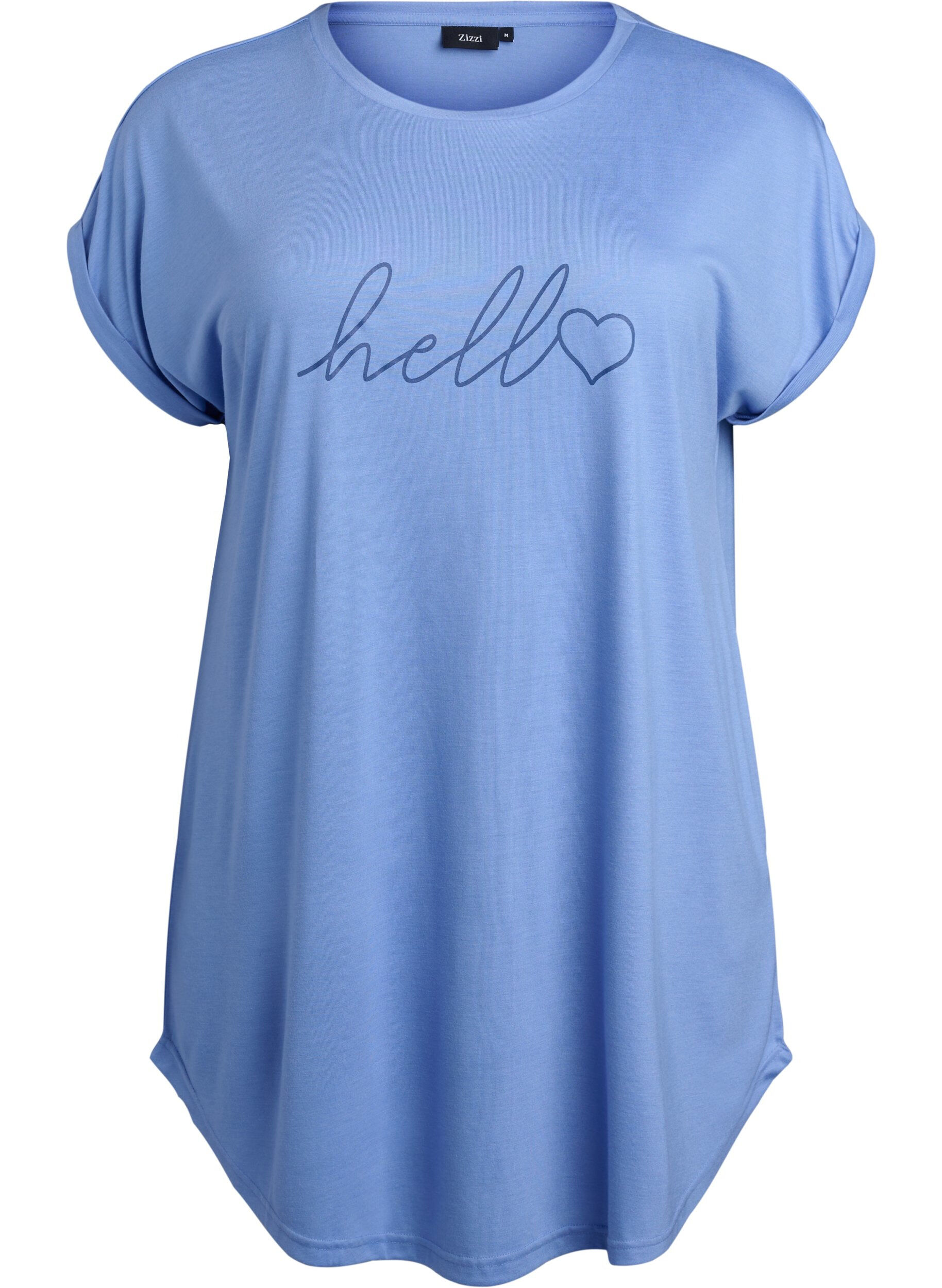 ZizzifashionShort sleeve nightgown with text print, , Packshot image number 0