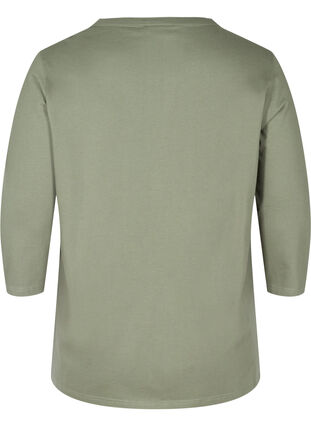 Cotton blouse with 3/4-length sleeves, Agave Green, Packshot image number 1
