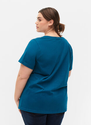 Cotton t-shirt with print detail, Blue Coral SAINT, Model image number 1