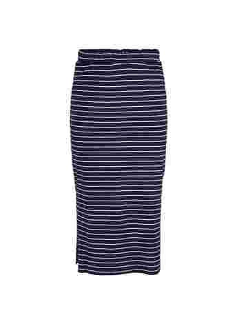 Long striped cotton skirt with slit