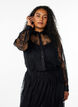 Transparent lace shirt with long sleeves, Black, Model image number 0