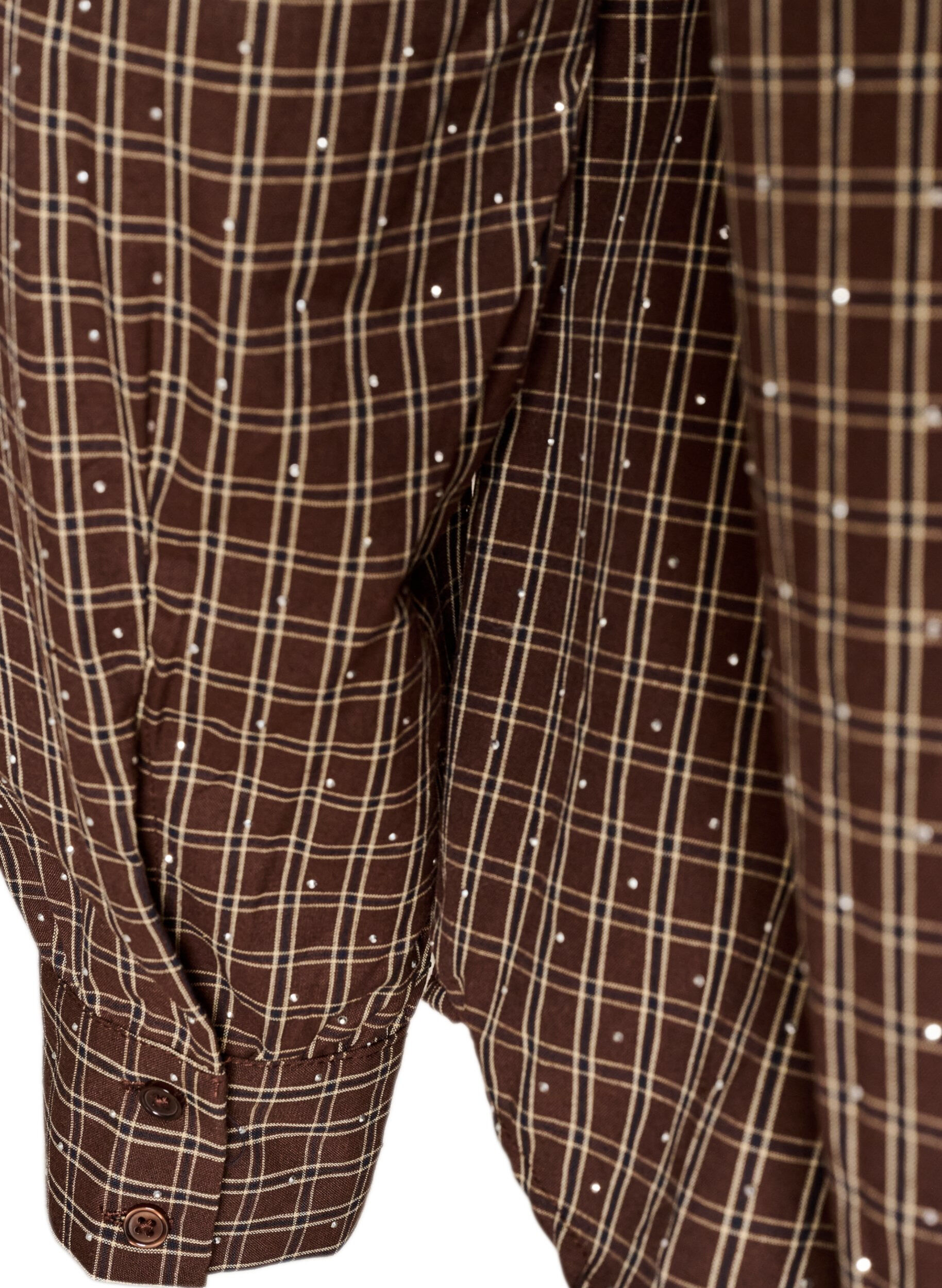 ZizzifashionChecked shirt with rhinestones, Brown, Packshot image number 3
