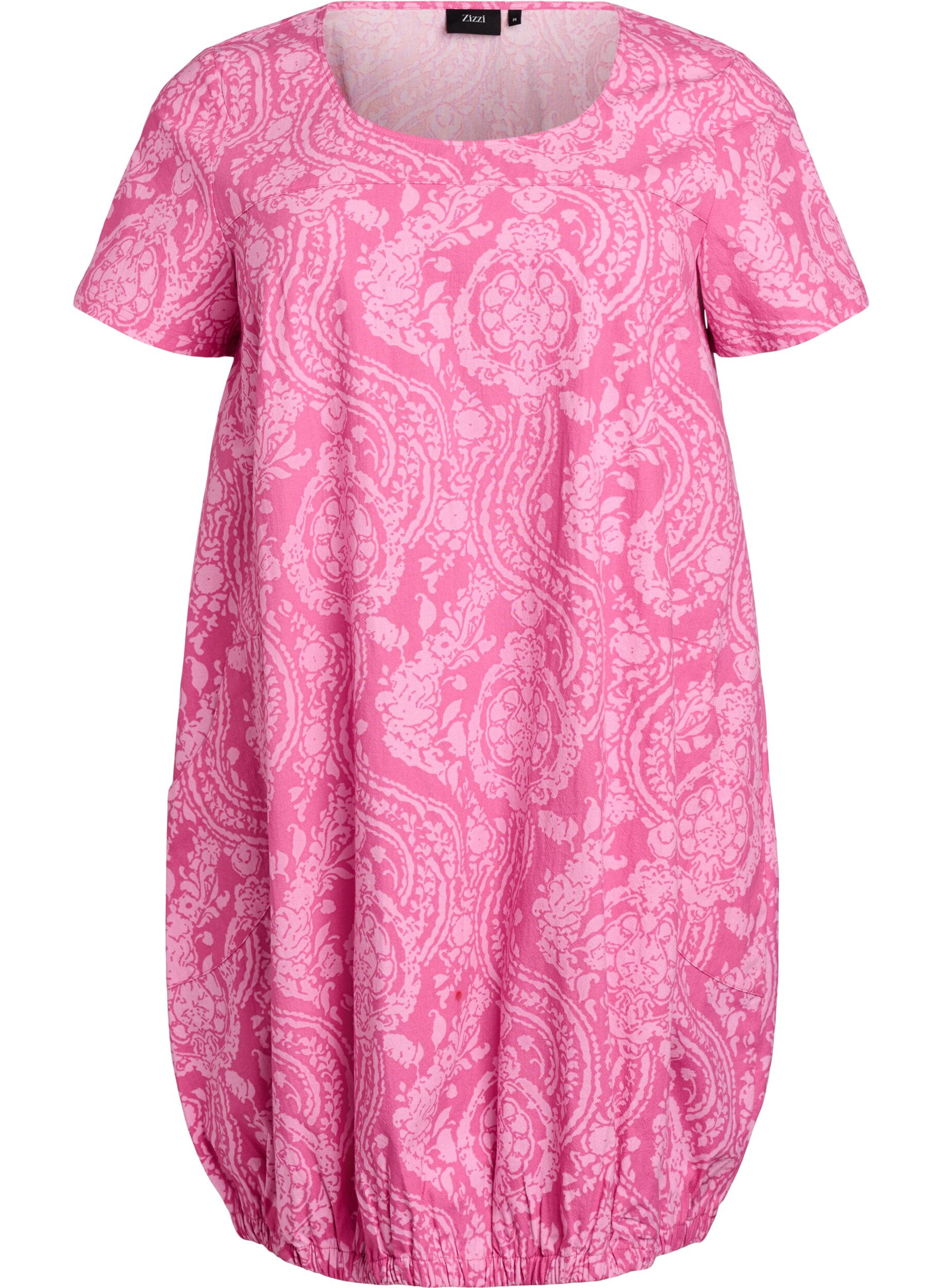 Short-sleeved cotton dress with print