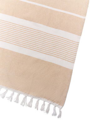 Striped Towels with fringes, Light Beige Melange, Packshot image number 2