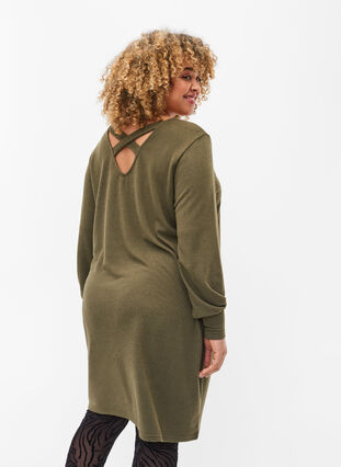 Long-sleeved dress with back detail, Ivy Green Mel., Model image number 1