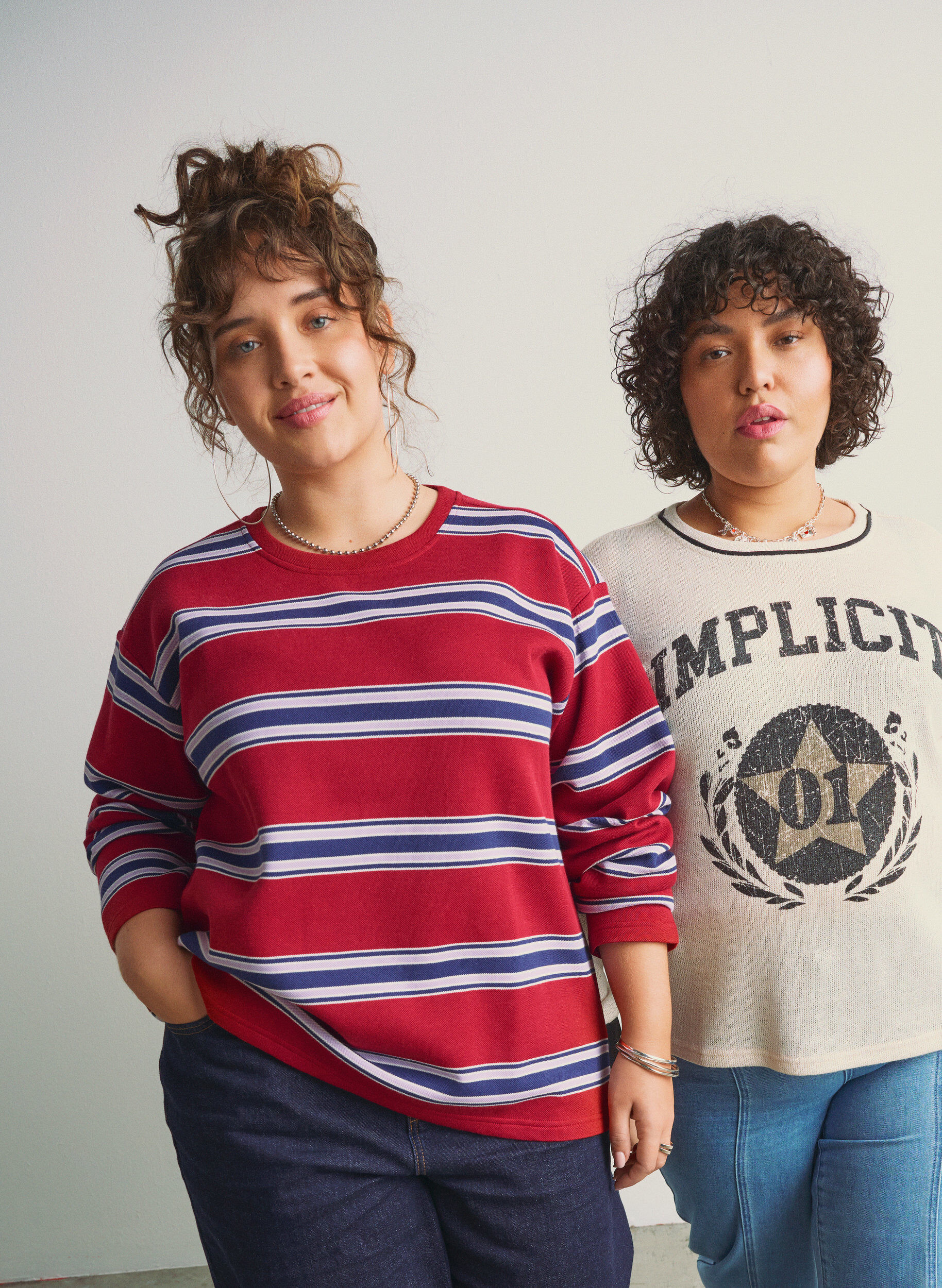 Zizzifashion Jersey blouse with wide stripes, Red, Image image number 0