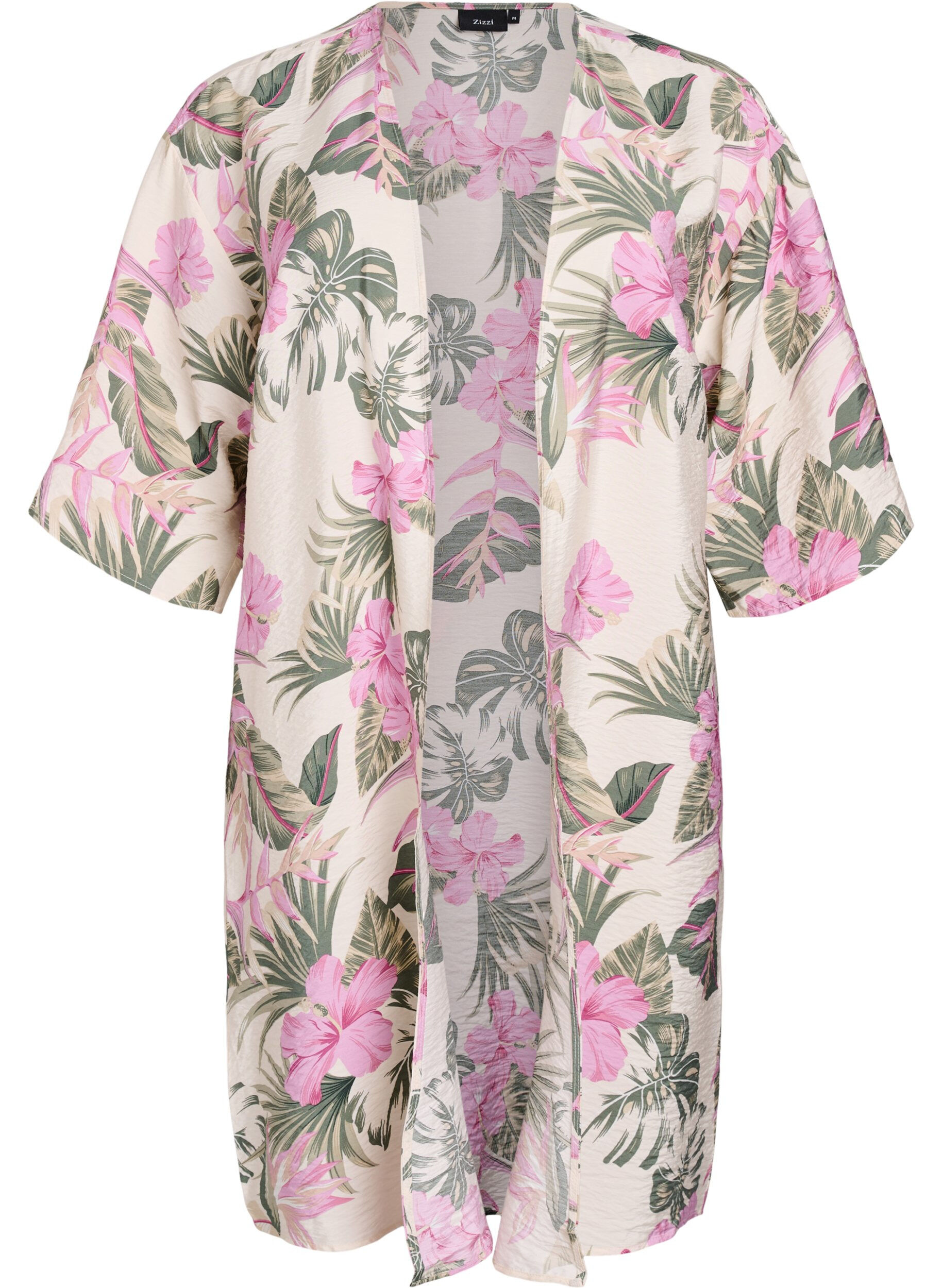 Zizzifashion Viscose kimono with 3/4 sleeves, Vanilla, Packshot image number 0
