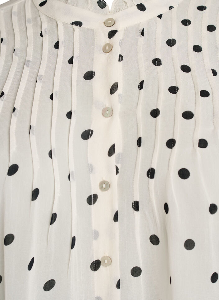 Viscose blouse with a ruffle collar, White, Packshot image number 2