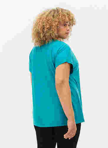 Short sleeved workout t-shirt, Deep Peacock Blue, Model image number 1