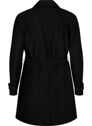 Trench coat with belt and slit, Black, Packshot image number 1