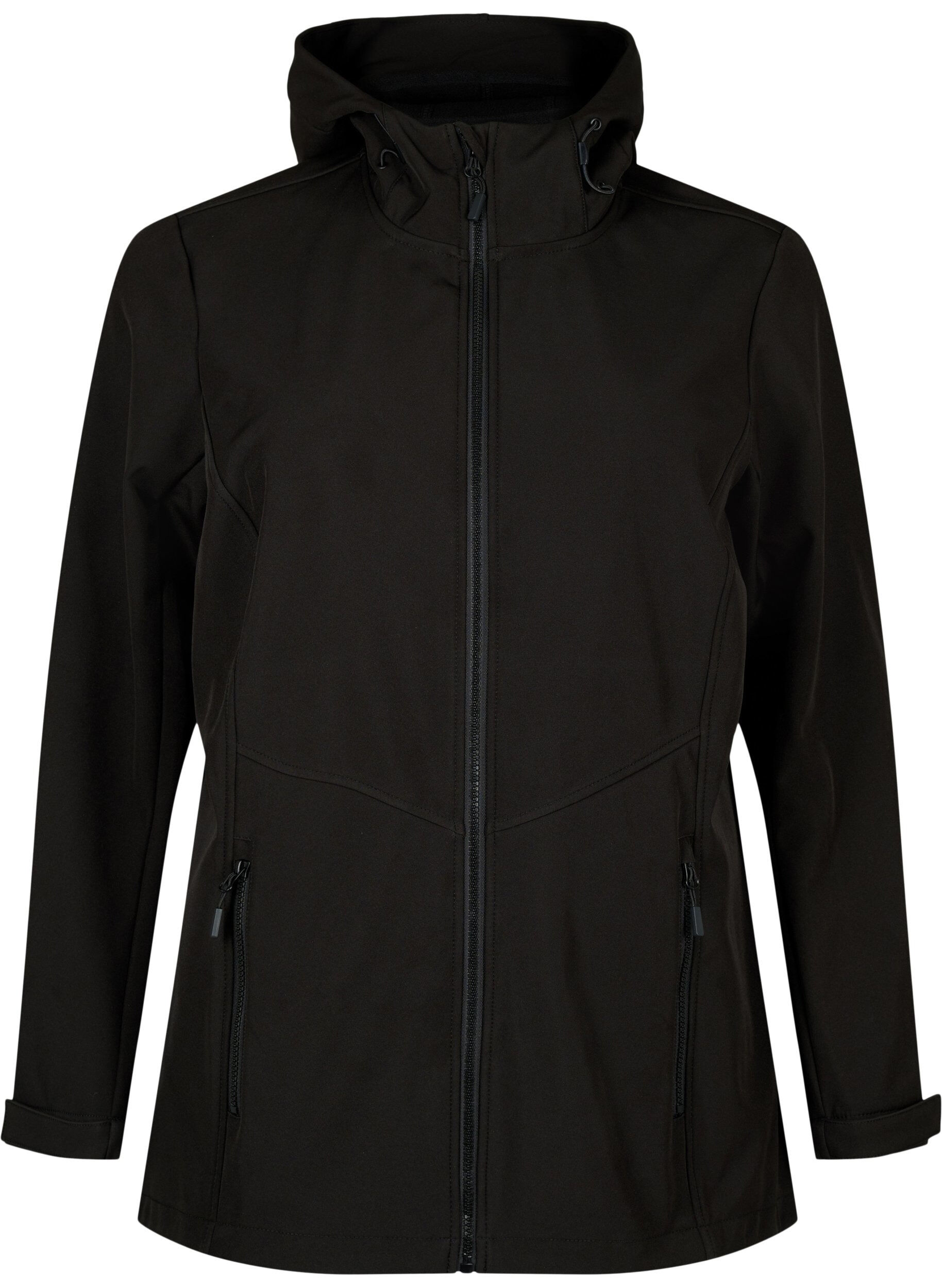 Zizzifashion Short softshell jacket with pockets, Black, Packshot image number 0