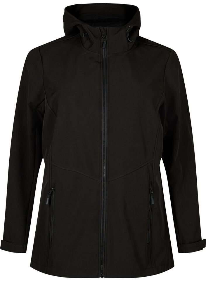 Short softshell jacket with pockets, Black, Packshot image number 0