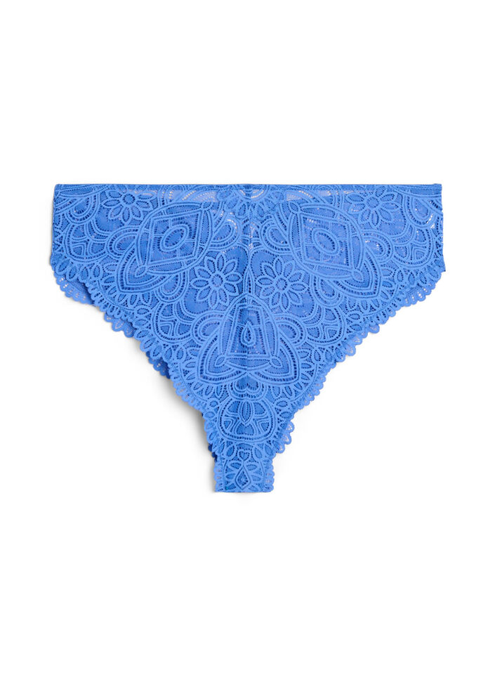Lace Brazilian brief with a regular waist, Blue, Packshot image number 0