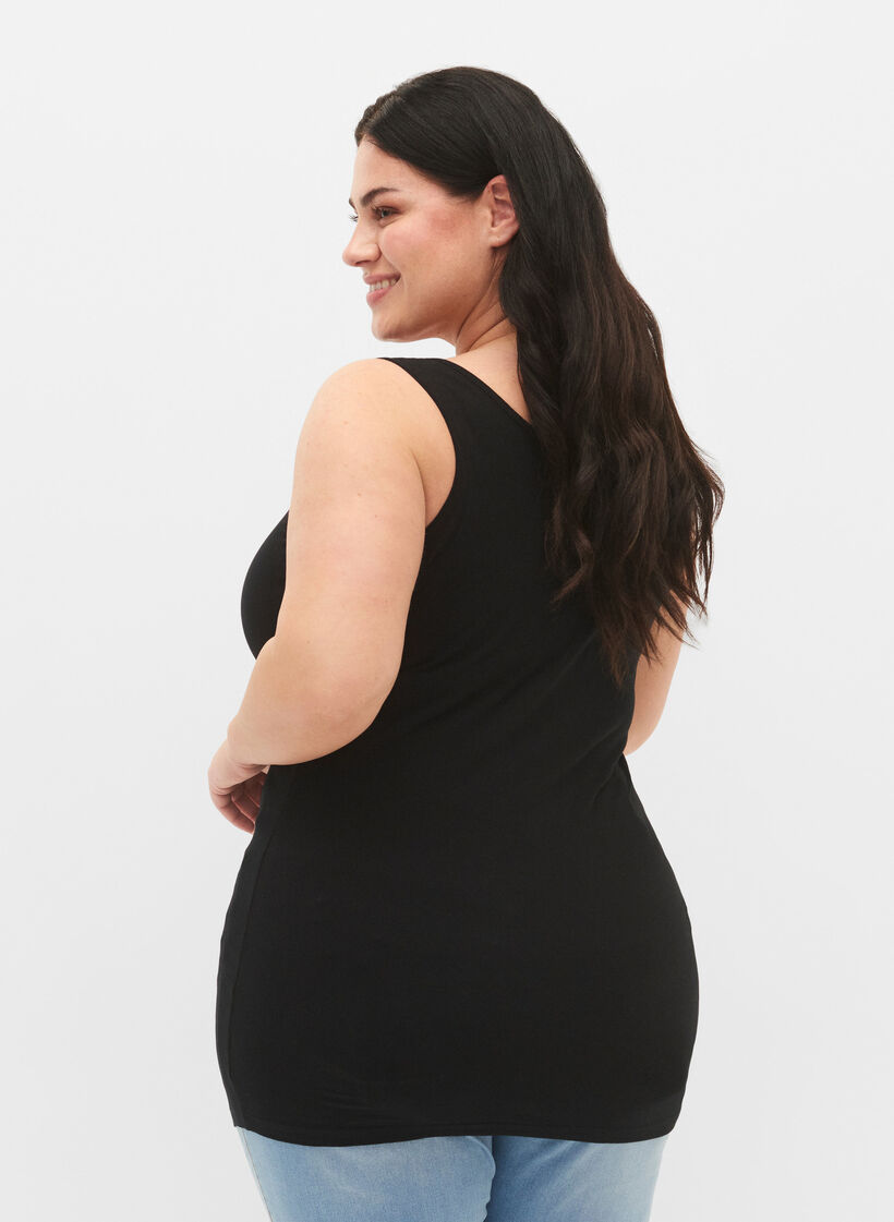 Cotton basic top, Black, Model image number 1