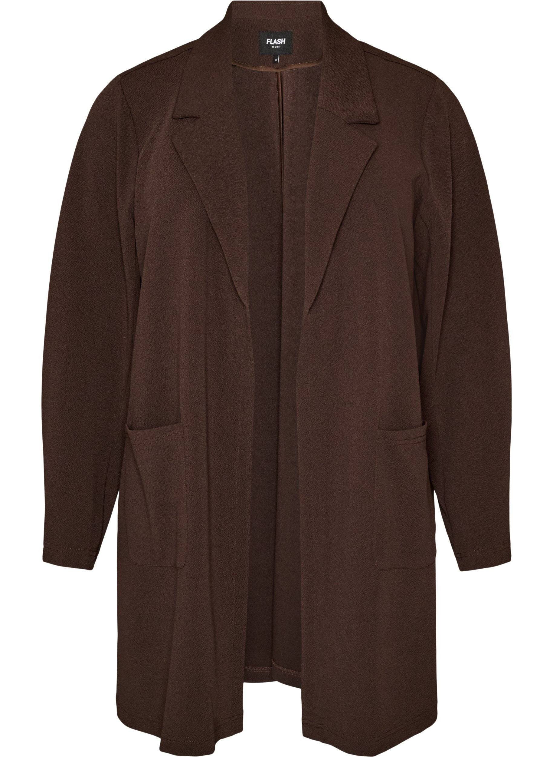 ZizzifashionLong blazer with pockets, Brown, Packshot image number 0