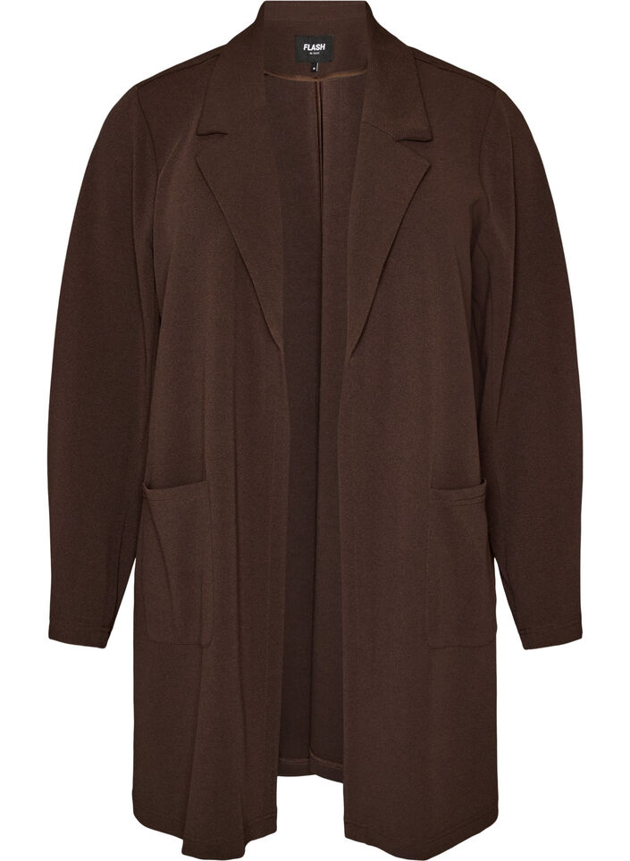 Long blazer with pockets, Brown, Packshot image number 0