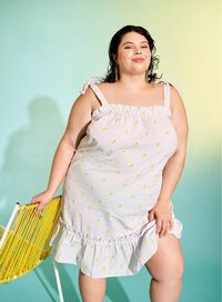 Lemon print dress, , Model