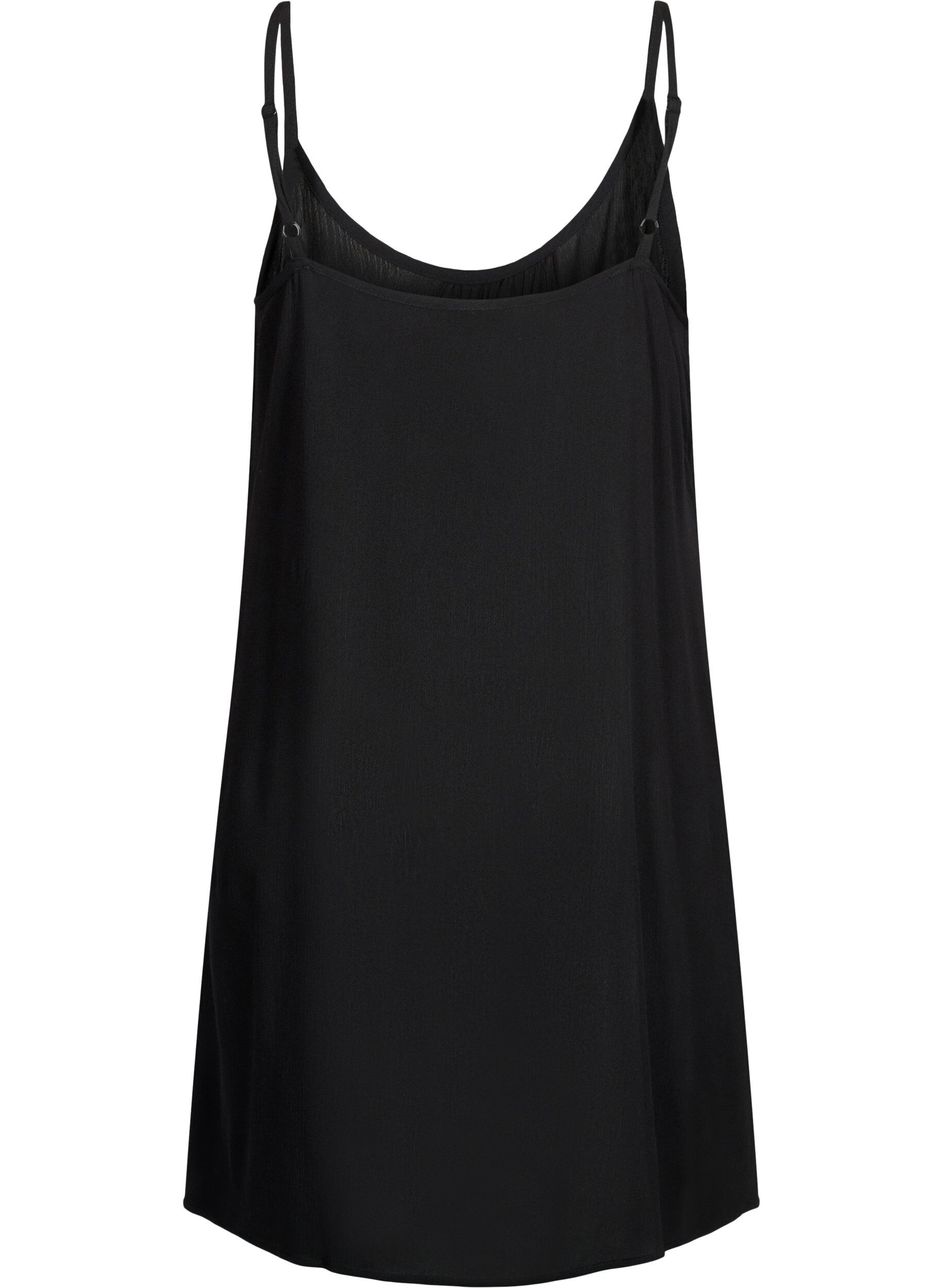 Zizzifashion Solid colour strap dress in viscose, Black, Packshot image number 1