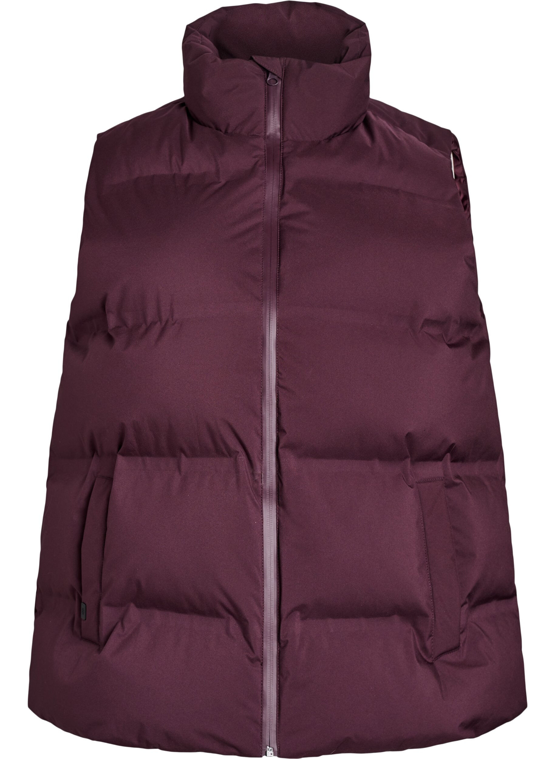 ZizzifashionShort puff vest with high collar, Dark Bordeaux, Packshot image number 0