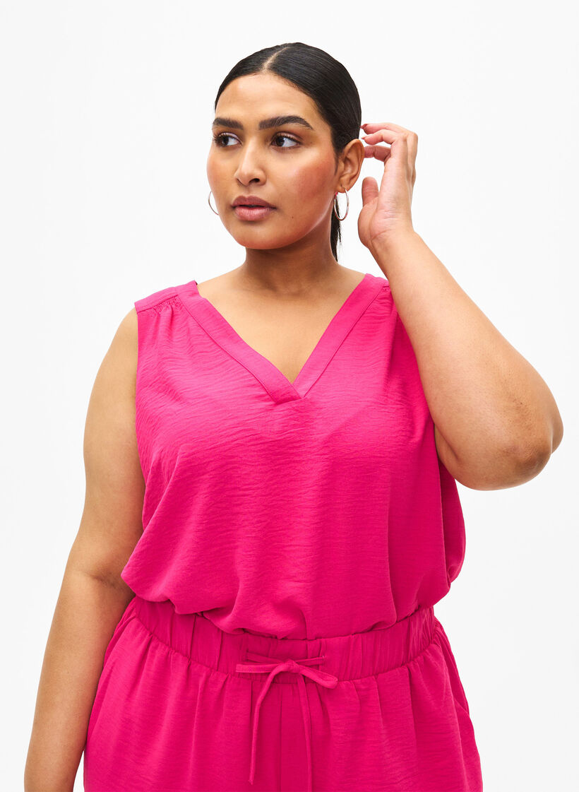Sleeveless top with wrinkle details, Pink, Model image number 0