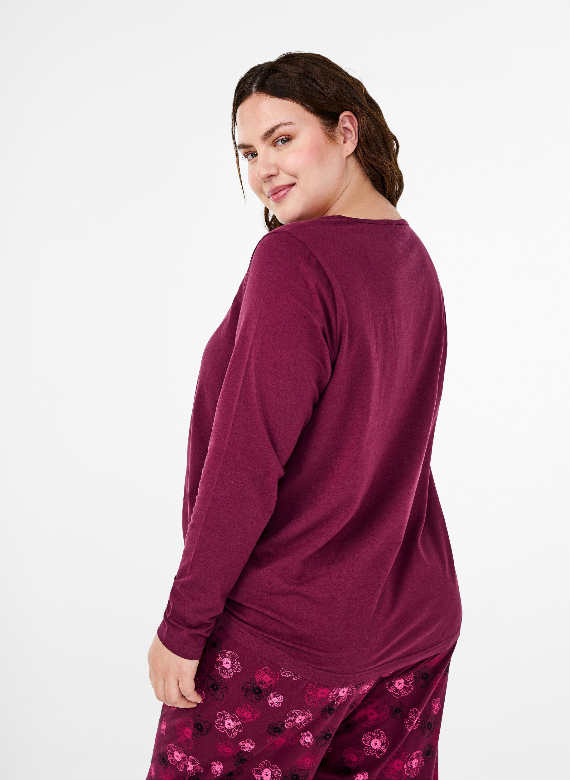 Zizzifashion Cotton nightshirt with text print, Red, Model image number 2