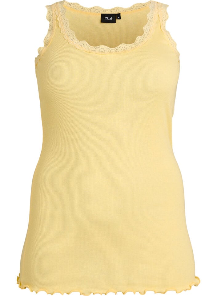 Top with lace trim, Yellow, Packshot image number 0