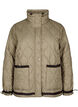 Short quilted jacket with contrast details, Beige, Packshot image number 0